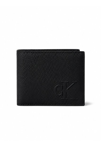 Billetera Negra Sculpted Con Monograma En Relieve Calvin Klein