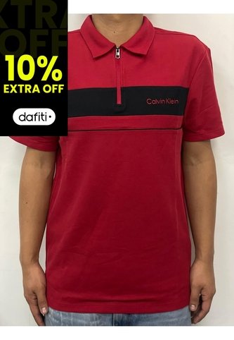 Polo Rojo Standard Con Cremallera Calvin Klein Calvin Klein