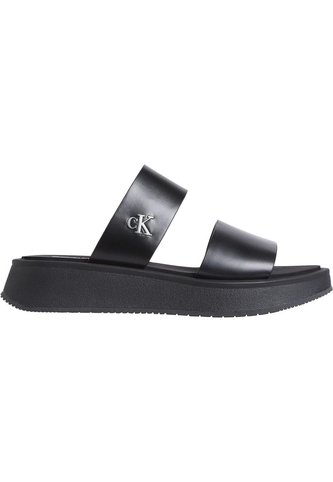Sandalias Negro De Cuero Con Plataforma Calvin Klein Calvin Klein