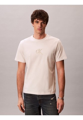 Camiseta Beige De Manga Corta Con Monograma Estampado Calvin Klein Calvin Klein