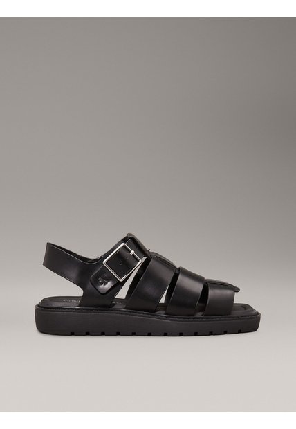 Sandalias Negro De Pescador De Cuero Calvin Klein