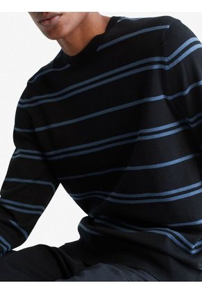 Saco Negro Tejido A Rayas En Algodón Compacto Calvin Klein