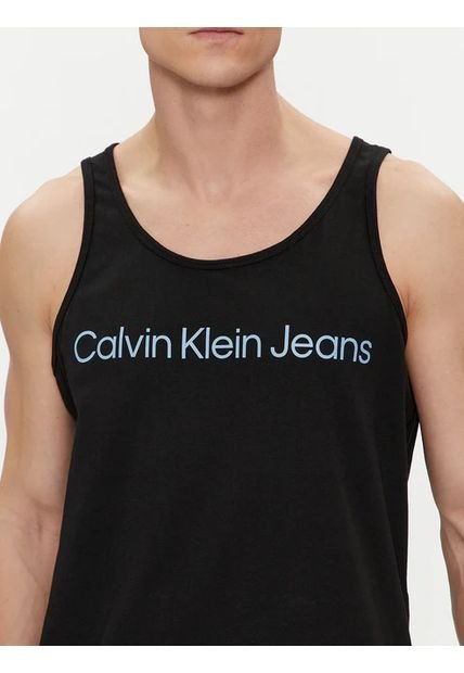 Camiseta Negra Tipo Esqueleto Con Logo Calvin Klein