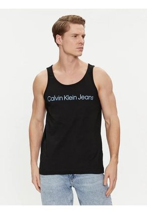 Camiseta Negra Tipo Esqueleto Con Logo Calvin Klein