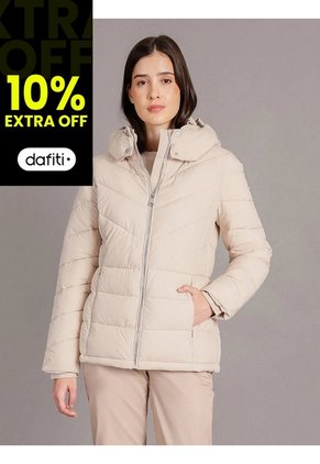 Chaqueta Beige Puffer Con Capota Calvin Klein
