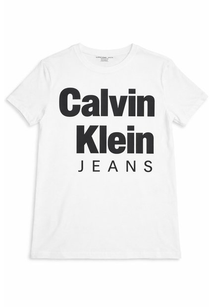 Camiseta Blanca Para Niño De Manga Corta Con Gráfico Dope Calvin Klein