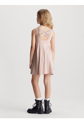 Vestido Rosado Cruzado De Punto Milano Para Niña Calvin Klein