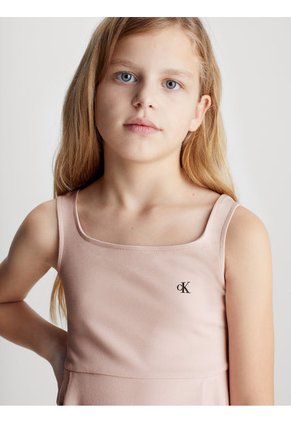 Vestido Rosado Cruzado De Punto Milano Para Niña Calvin Klein