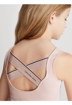 Vestido Rosado Cruzado De Punto Milano Para Niña Calvin Klein