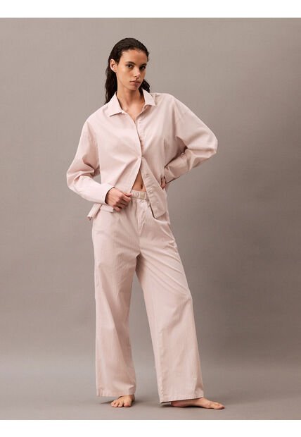 Pantalón Blanco Largo Ancho De Pijama - Cotton Poplin Calvin Klein