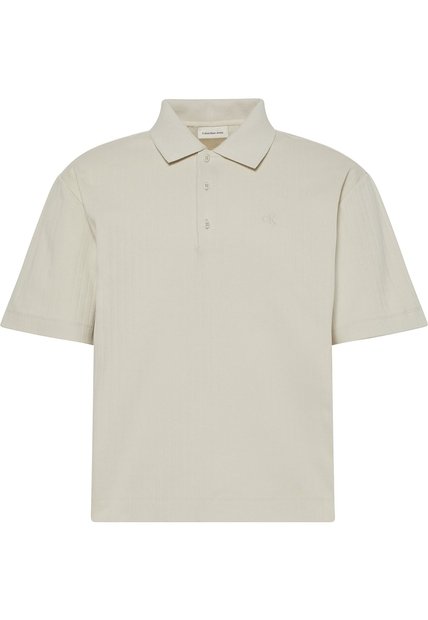 Polo Beige Relaxed De Manga Corta Con Tejido De Canalé Calvin Klein