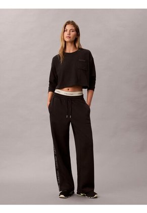 Saco Negro De Estar En Casa Cropped Con Logo Calvin Klein