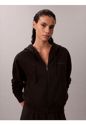 Buzo Negro De Estar Por Casa Con Capota Y Cremallera Calvin Klein