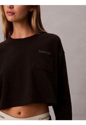 Saco Negro De Estar En Casa Cropped Con Logo Calvin Klein