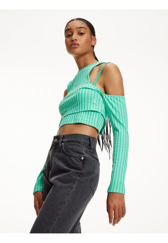Top Verde Recortado De Doble Capa Para Mujer Calvin Klein Calvin Klein