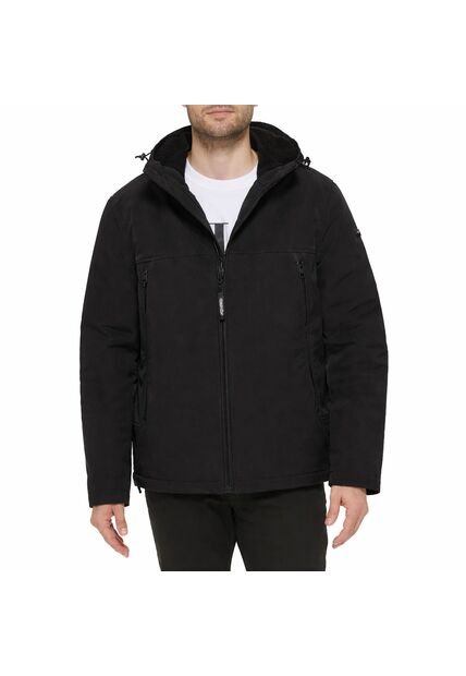 Chaqueta Negra Soft Shell Con Capota Y Forro De Sherpa Calvin Klein