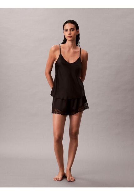 Conjunto Negro De Pantaloneta Y Camisola De Pijama - Satin Calvin Klein
