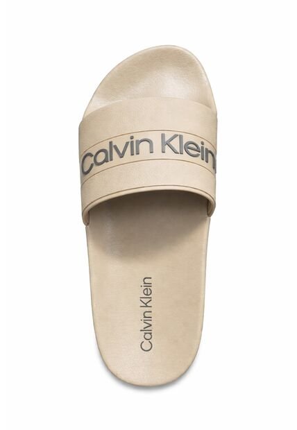 Sandalias Beige Con Logotipo En Contraste Calvin Klein