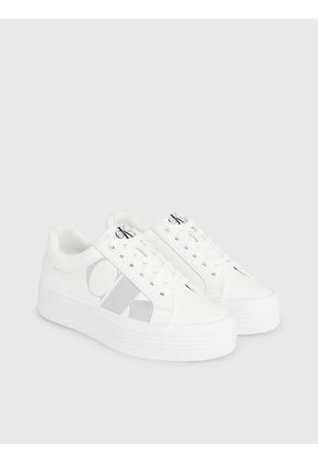 Tenis Blanco De Plataforma De Cuero Calvin Klein