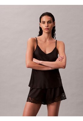 Conjunto Negro De Pantaloneta Y Camisola De Pijama - Satin Calvin Klein
