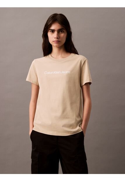 Camiseta Gris Con Logo Calvin Klein