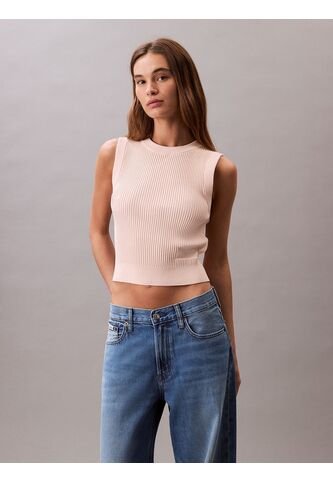 Saco Rosa Tejido Sin Mangas Con Cuello Redondo De Canalé Suave Calvin Klein Calvin Klein