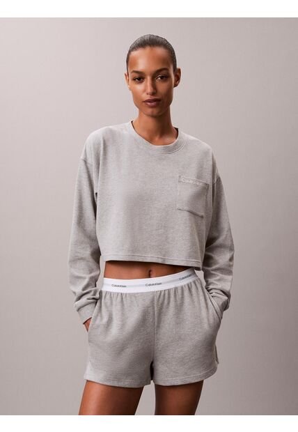Saco Gris De Estar En Casa Cropped Con Logo Calvin Klein