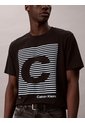 Camiseta Negra De Manga Corta Con Estampado Gráfico A Rayas Calvin Klein de Calvin Klein