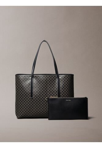 Bolso Negro Tote Pequeño Con Logo Monograma Con Bolsito Calvin Klein Calvin Klein