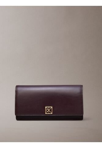 Billetera Marrón Plegada De Cuero Con Logo Monograma Emblemático Calvin Klein Calvin Klein