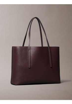 Bolso Café Tote Pequeño Con Logo En Lámina Metálica Calvin Klein