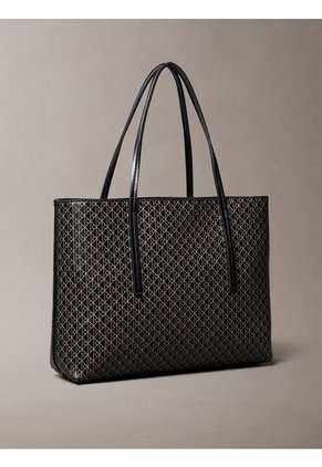 Bolso Negro Tote Pequeño Con Logo Monograma Con Bolsito Calvin Klein