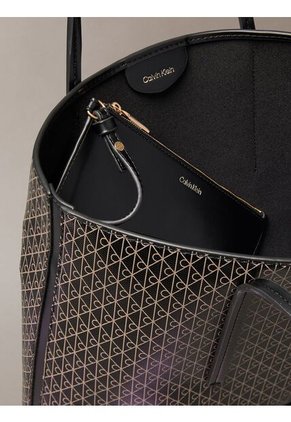 Bolso Negro Tote Pequeño Con Logo Monograma Con Bolsito Calvin Klein