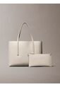 Bolso Beige Tote Pequeño Con Logo En Lámina Metálica Calvin Klein de Calvin Klein