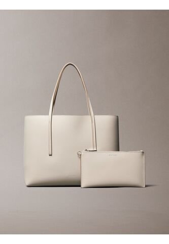 Bolso Beige Tote Pequeño Con Logo En Lámina Metálica Calvin Klein Calvin Klein