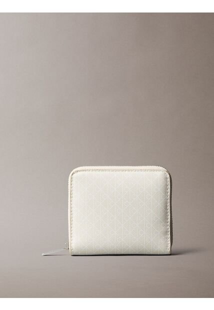 Billetera Blanca Cuadrada Con Cremallera Y Monograma Calvin Klein