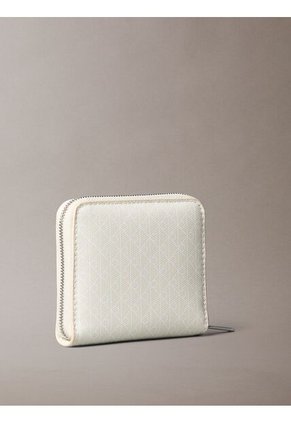 Billetera Blanca Cuadrada Con Cremallera Y Monograma Calvin Klein