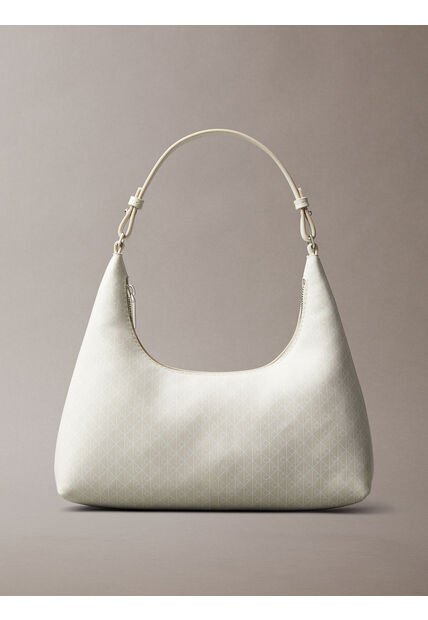 Bolso Blanco De Hombro Con Logo Monograma En Todo El Artículo Calvin Klein