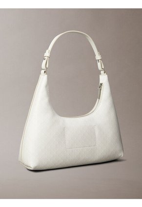 Bolso Blanco De Hombro Con Logo Monograma En Todo El Artículo Calvin Klein