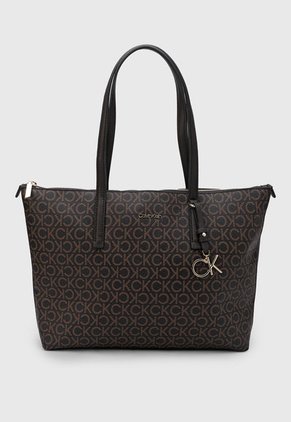 Bolso Tote Marrón-Café-Dorado Calvin Klein