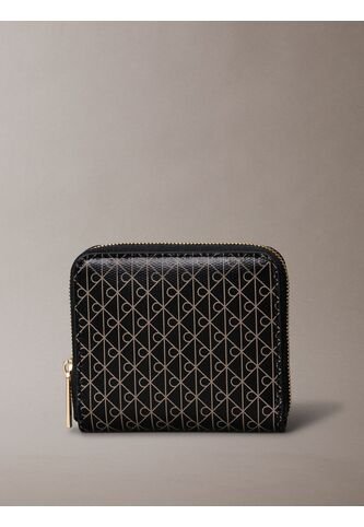 Billetera Negra Cuadrada Con Cremallera Y Monograma Calvin Klein Calvin Klein