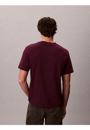 Camiseta Roja De Manga Corta Con Monograma Estampado Calvin Klein