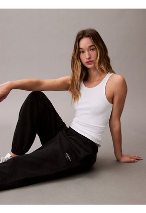Jogger Negro De Felpa Con Monograma Estampado Calvin Klein
