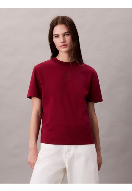Camiseta Roja Interlock Con Emblema CK Calvin Klein