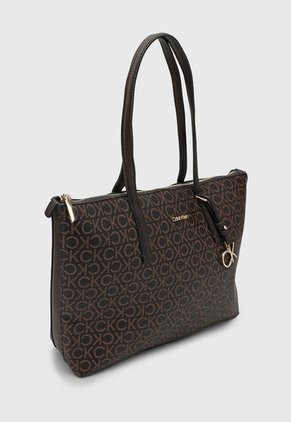 Bolso Tote Marrón-Café-Dorado Calvin Klein