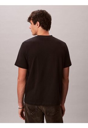 Camiseta Negra De Manga Corta Con Monograma Estampado Calvin Klein