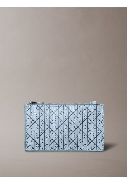 Tarjetero Azul Con Cremallera Con Logo Monograma Calvin Klein