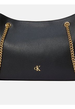 Bolso Negro De Hombro Con Monograma Calvin Klein