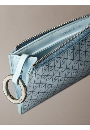Tarjetero Azul Con Cremallera Con Logo Monograma Calvin Klein
