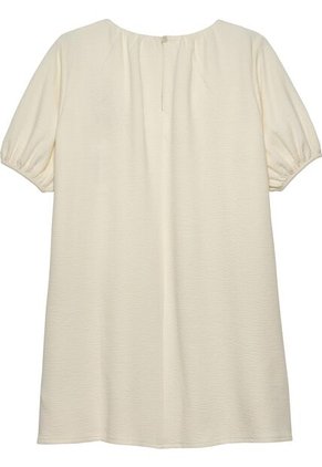 Vestido Blanco De Manga Corta Abullonadas Con Textura Calvin Klein